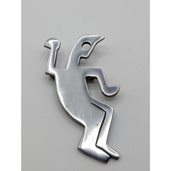 Rare VTG Made in India Large Modernist Aluminum Dancing Silhouette Unisex Brooch